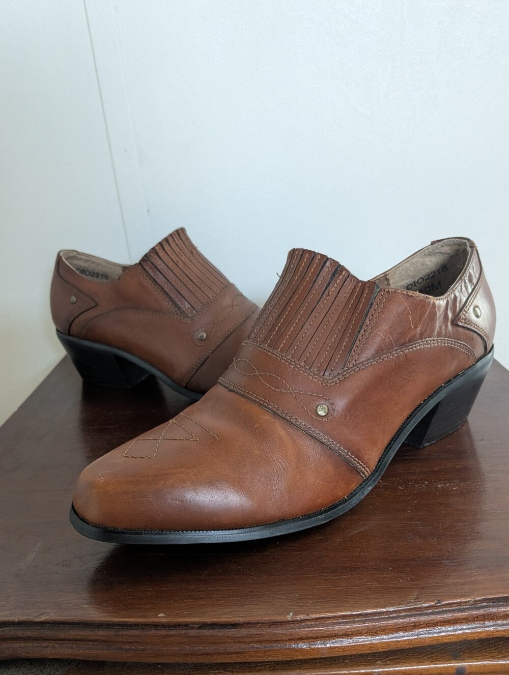 Dingo Women's Brown Leather Slip On Western Booties Sz 10